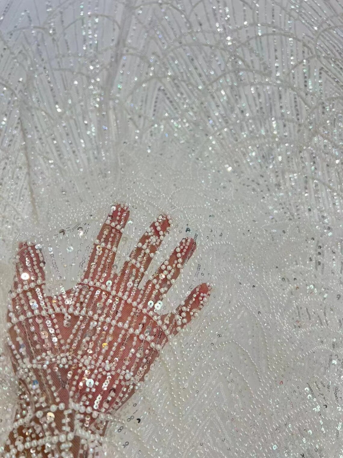 Pearl hand-beaded luxury fabrics