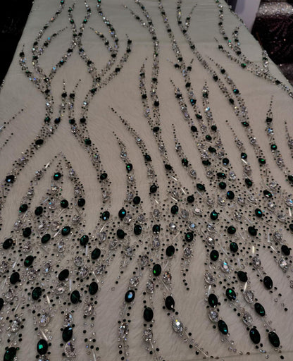 Ethereal Hand-Embroidered Rhinestone Fabric: A Canvas of Elegance and Versatility