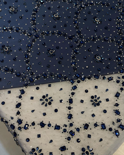 Radiance: Handcrafted Rhinestone and Bead Fabric for Couture Excellence