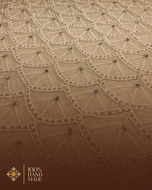 Opulent Pearl & Bead Embroidered Fabric: Customizable Luxury for Timeless Couture Creations